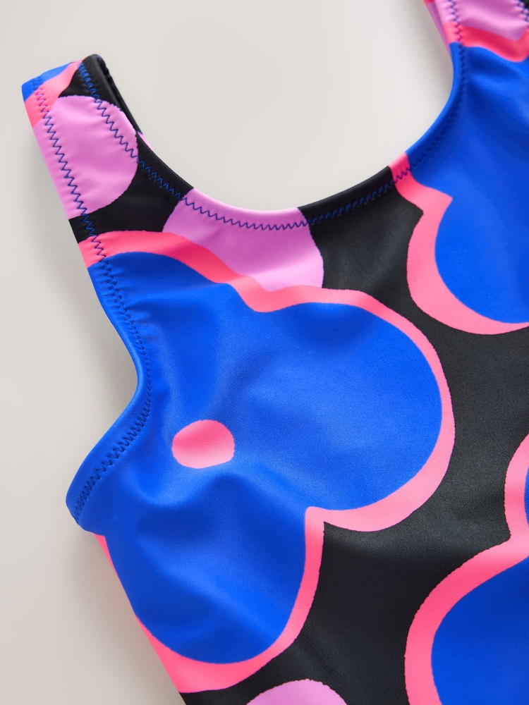 Cobalt Blue Flower Scoop Neck Swimsuit (3-16yrs) - Image 4 of 4 Cobalt Blue Flower Scoop Neck Swimsuit (3-16yrs) - Image 4 of 4
