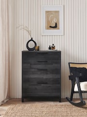 Black Bronx Oak Effect 4 Drawer Chest of Drawers - Image 1 of 10
