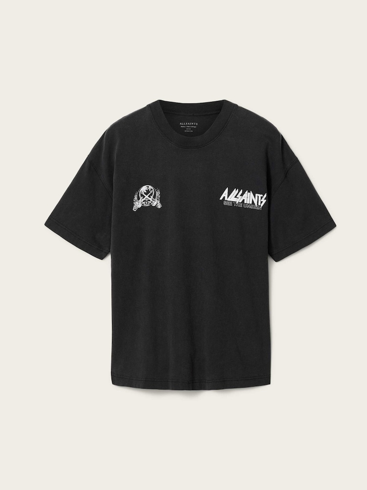 AllSaints Black Chromium Short Sleeve Crew Neck T-Shirt - Image 6 of 6