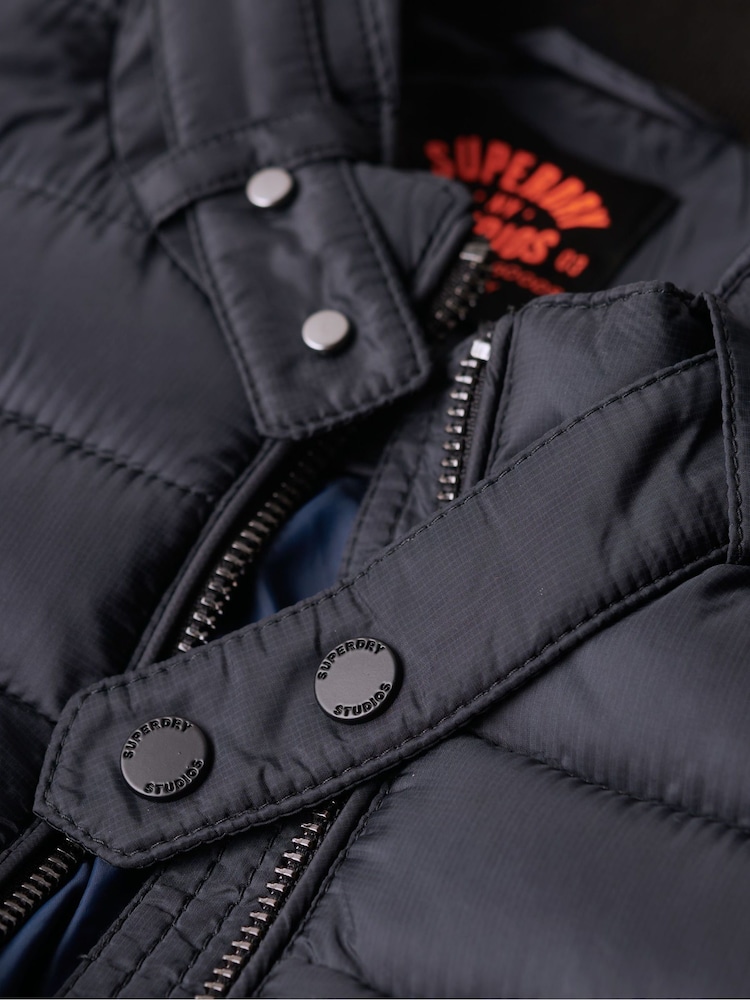 Superdry Blue Lightweight Short Puffer Coat - Image 9 of 9