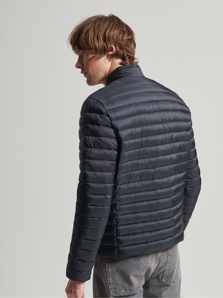 Superdry Blue Lightweight Short Puffer Coat - Image 2 of 9