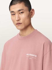 AllSaints Pink Backstage Short Sleeve Crew Neck T-Shirt - Image 4 of 7