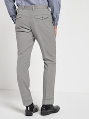Grey Slim Fit Slim Fit Trimmed Herringbone Suit: Trousers - Image 2 of 6