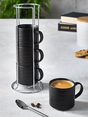 Black Bronx Set of 4 Stacking Espresso Mugs - Image 1 of 2