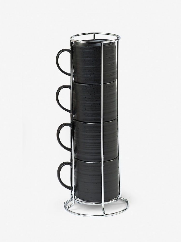 Black Bronx Set of 4 Stacking Espresso Mugs - Image 2 of 2