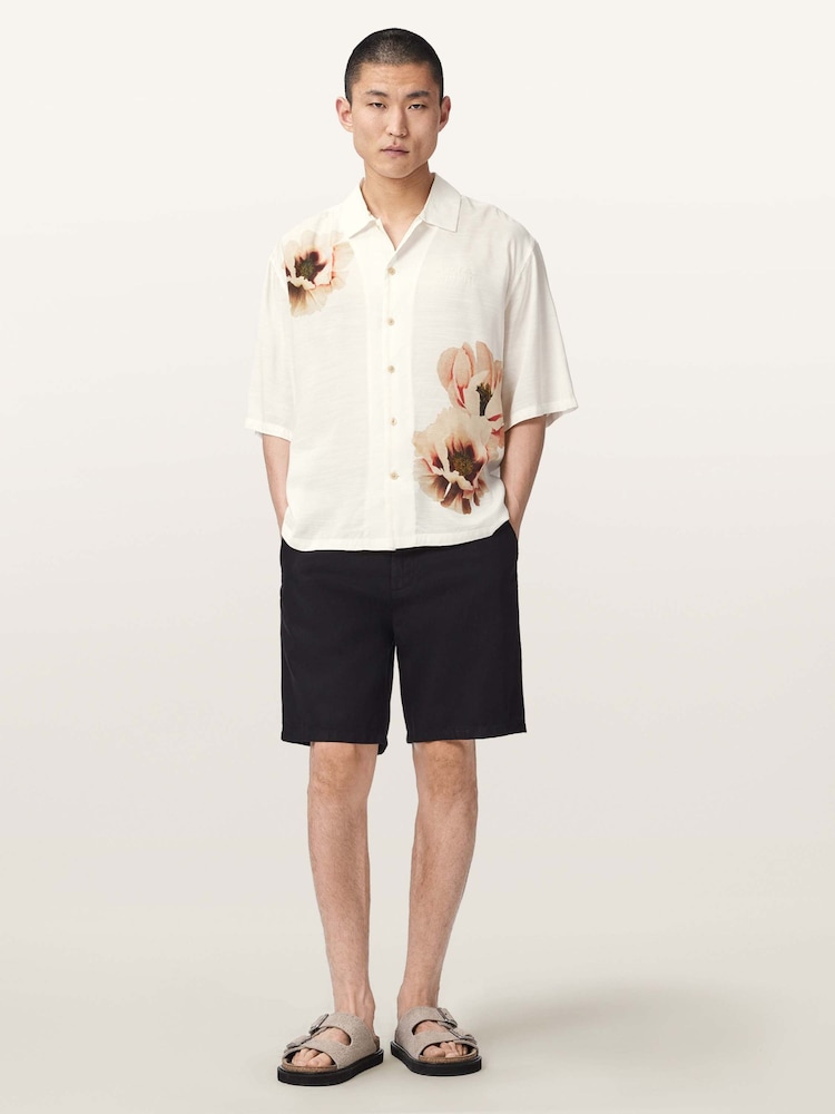 AllSaints Cream Floraison Short Sleeve Shirt - Image 2 of 6
