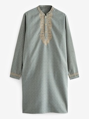 Green Mens Long Length Kurta - Image 5 of 7