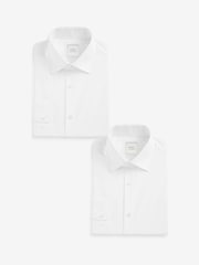 White Easy Care Pointed Collar Shirts 2 Pack - Image 1 of 3
