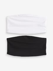 Черный/белый - Хлопок с высоким содержанием бандо Boobtube Tops 2 Pack - Image 1 of 10