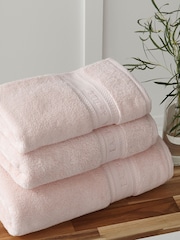Laura Ashley Blush Pink Luxury 100% Cotton Embroidered Towel - Image 1 of 5