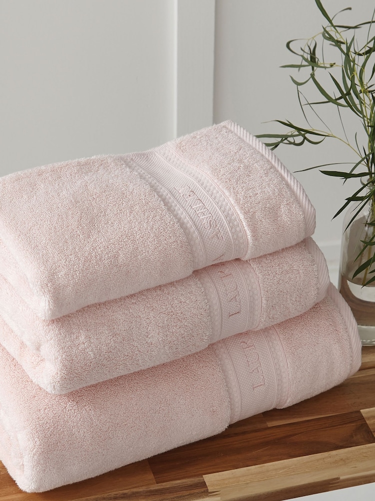 Laura Ashley Blush Pink Luxury 100% Cotton Embroidered Towel - Image 1 of 5