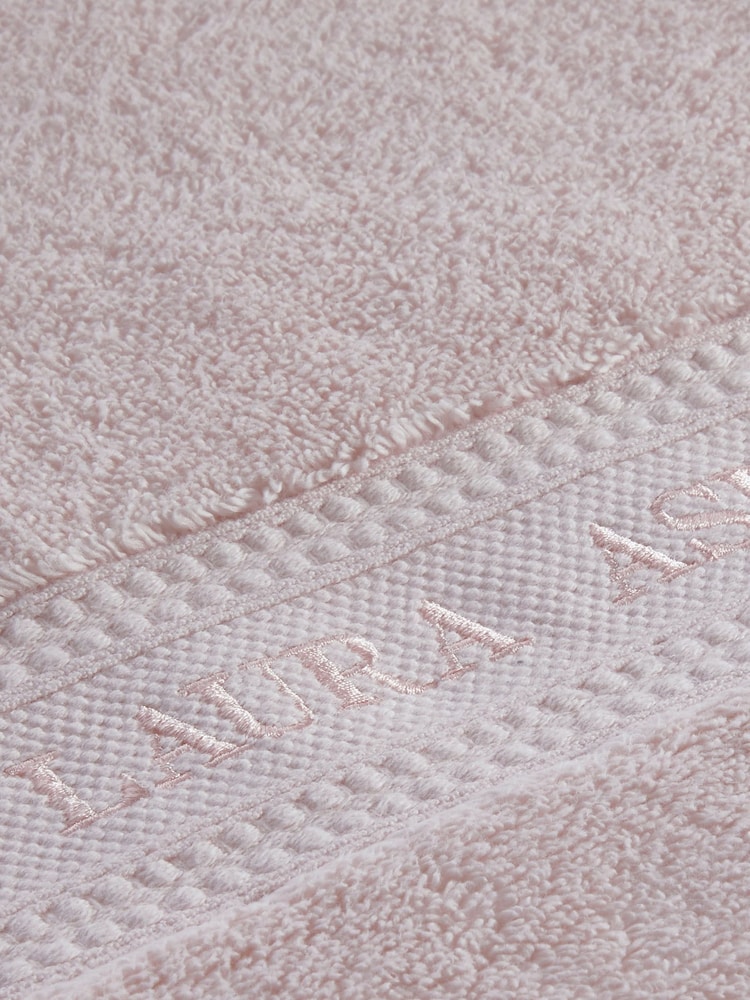 Laura Ashley Blush Pink Luxury 100% Cotton Embroidered Towel - Image 5 of 5