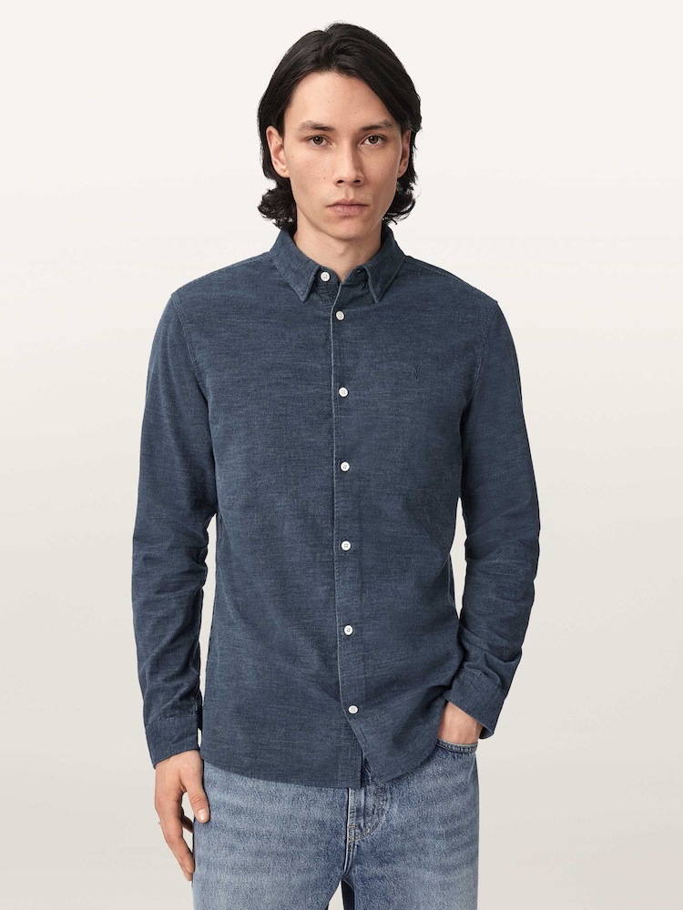 AllSaints Blue Lorella Long Sleeve Shirt - Image 1 of 7 AllSaints Blue Lorella Long Sleeve Shirt - Image 1 of 7