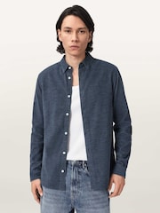 AllSaints Blue Lorella Long Sleeve Shirt - Image 2 of 7