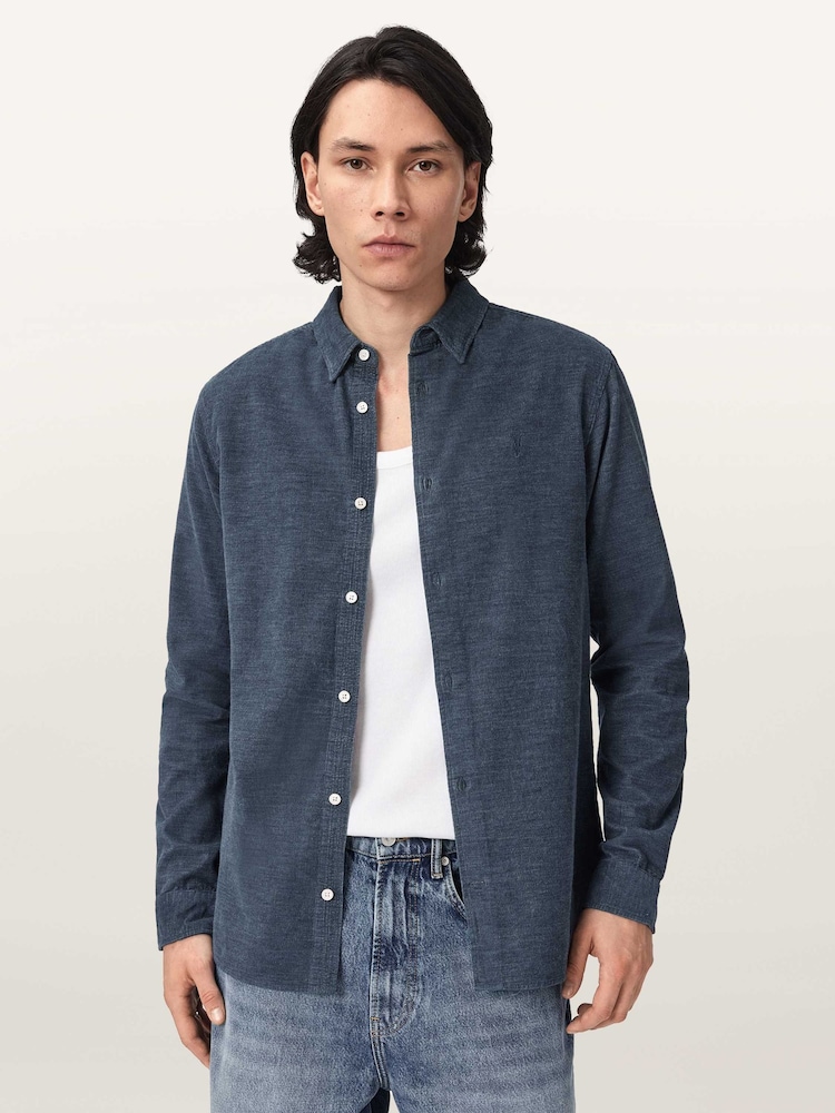 AllSaints Blue Lorella Long Sleeve Shirt - Image 2 of 7 AllSaints Blue Lorella Long Sleeve Shirt - Image 2 of 7