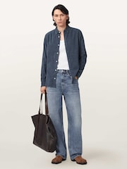 AllSaints Blue Lorella Long Sleeve Shirt - Image 4 of 7