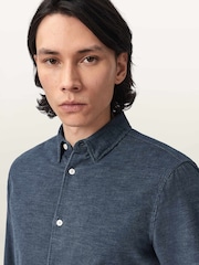 AllSaints Blue Lorella Long Sleeve Shirt - Image 6 of 7