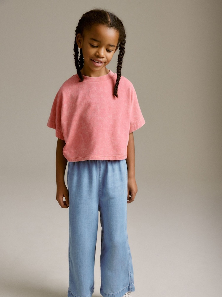 Light Blue Denim Wide Leg Trousers (3-16yrs) - Image 1 of 7