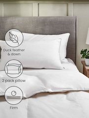 Set of 2 Firm 100% Cotton Duck Feather And Down Pillows - Image 2 of 5