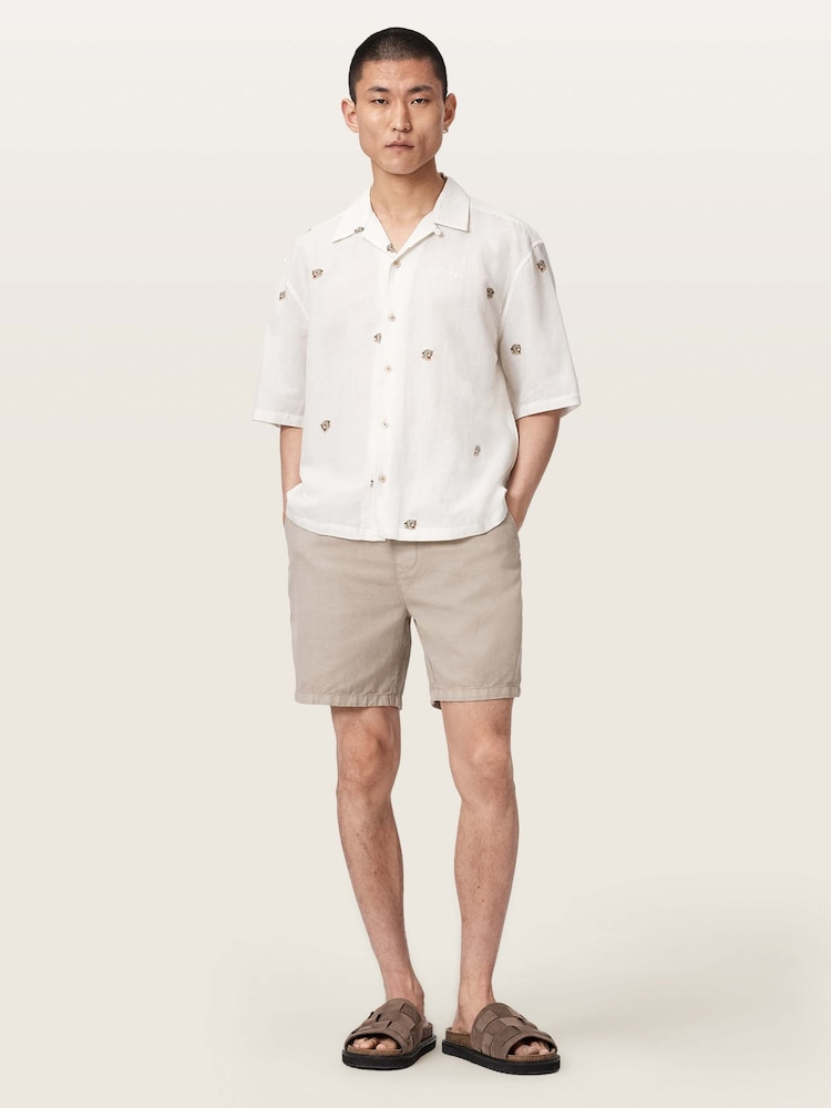 AllSaints Cream Feline Short Sleeve Shirt - Image 2 of 7 AllSaints Cream Feline Short Sleeve Shirt - Image 2 of 7
