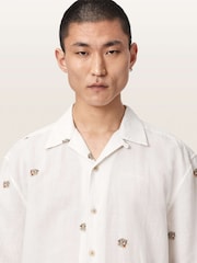 AllSaints Cream Feline Short Sleeve Shirt - Image 3 of 7