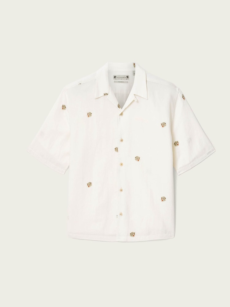 AllSaints Cream Feline Short Sleeve Shirt - Image 7 of 7 AllSaints Cream Feline Short Sleeve Shirt - Image 7 of 7