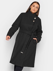 Yours Curve Black Belted Military Coat - Image 2 of 5