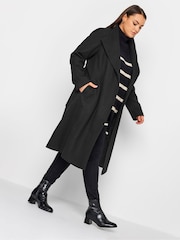 Yours Curve Black Belted Military Coat - Image 3 of 5