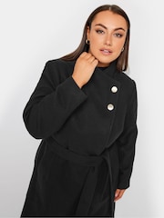 Yours Curve Black Belted Military Coat - Image 5 of 5