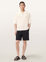AllSaints White Cyclone Short Sleeve Polo Shirt - Image 2 of 6