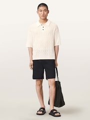 AllSaints White Cyclone Short Sleeve Polo Shirt - Image 5 of 6