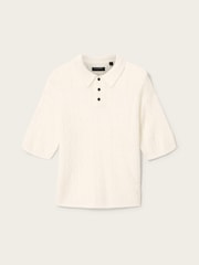 AllSaints White Cyclone Short Sleeve Polo Shirt - Image 6 of 6