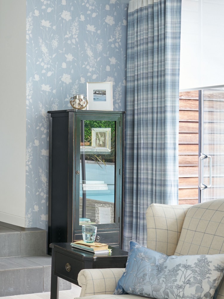 Laura Ashley Chalk Blue Dragonfly Garden A4 Wallpaper Sample - Image 1 of 2