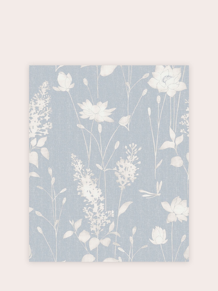 Laura Ashley Chalk Blue Dragonfly Garden A4 Wallpaper Sample - Image 2 of 2