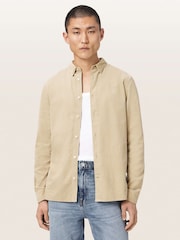 AllSaints Brown Birchwood Long Sleeve Shirt - Image 1 of 7
