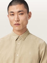 AllSaints Brown Birchwood Long Sleeve Shirt - Image 3 of 7
