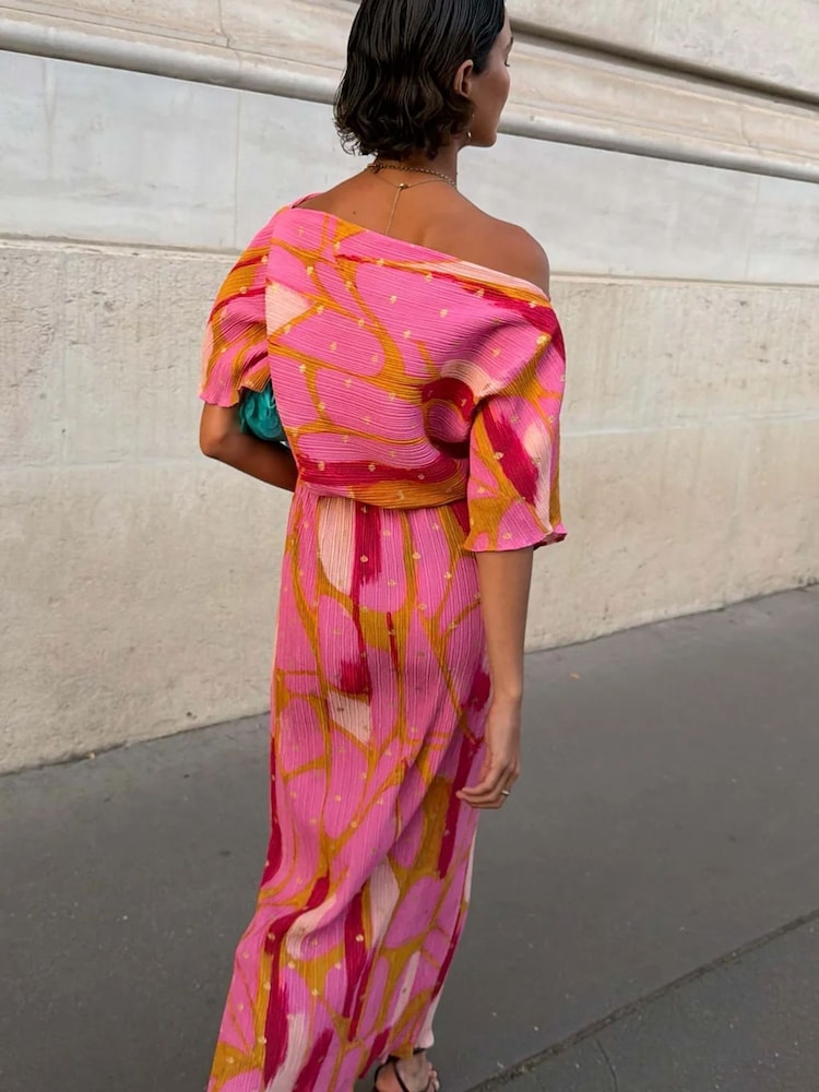 Never Fully Dressed Pink Abstract Tilly Dress - Image 2 of 6