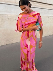 Never Fully Dressed Pink Abstract Tilly Dress - Image 4 of 6