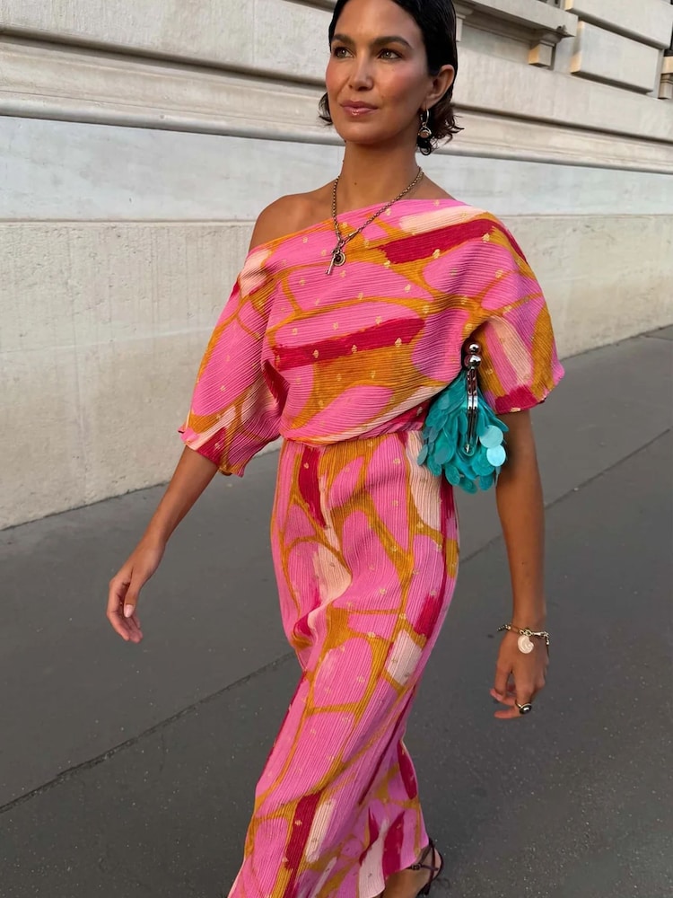 Never Fully Dressed Pink Abstract Tilly Dress - Image 6 of 6