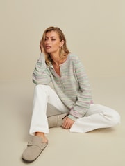 Green/Purple Space Dye Button Neck Jumper - Image 2 of 6