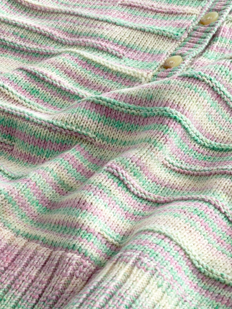 Green/Purple Space Dye Button Neck Jumper - Image 6 of 6