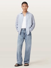 AllSaints Blue Loom Long Sleeve Shirt - Image 2 of 7