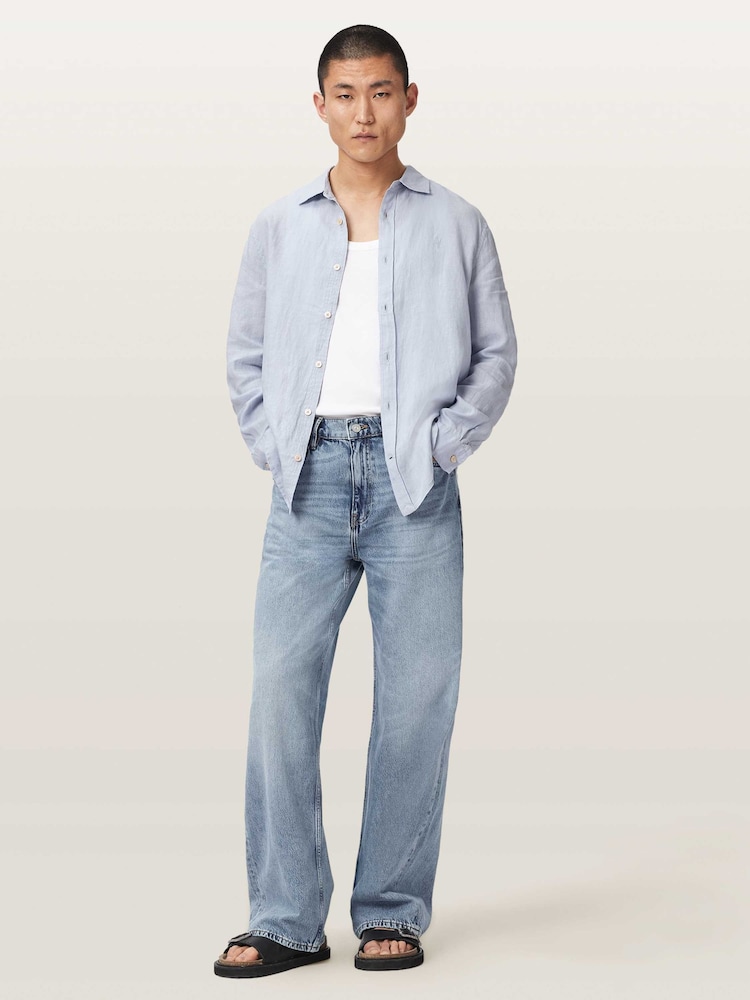 AllSaints Blue Loom Long Sleeve Shirt - Image 2 of 7