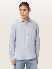 AllSaints Blue Loom Long Sleeve Shirt - Image 4 of 7