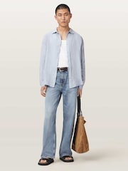 AllSaints Blue Loom Long Sleeve Shirt - Image 6 of 7