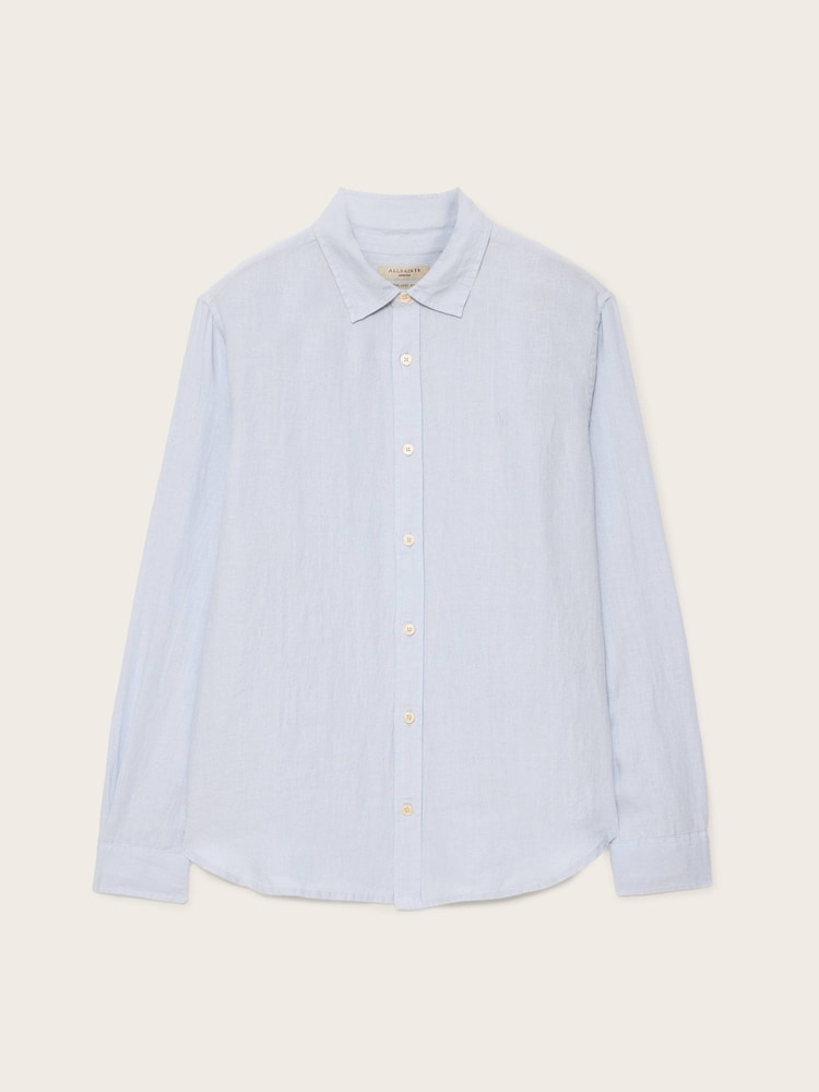 AllSaints Blue Loom Long Sleeve Shirt - Image 7 of 7