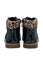 Lotus Navy Blue Patent Lace-Up Ankle Boots - Image 3 of 4