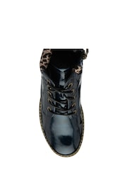 Lotus Navy Blue Patent Lace-Up Ankle Boots - Image 4 of 4