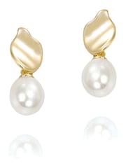 Ivory & Co Gold Modern Pearl Effect Drop Earrings - Image 1 of 5