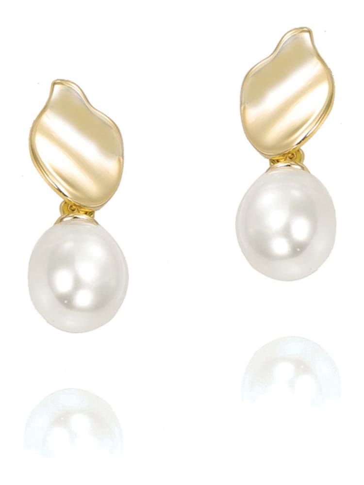 Ivory & Co Gold Modern Pearl Effect Drop Earrings - Image 1 of 5